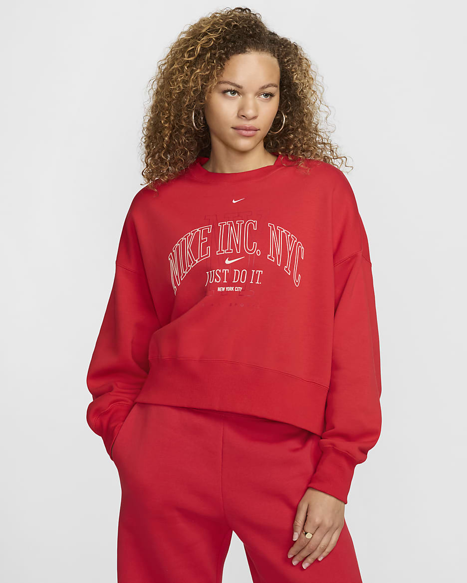 Nike Sportswear Phoenix Fleece Women s Over Oversized Crew Neck Graphic Sweatshirt. Nike